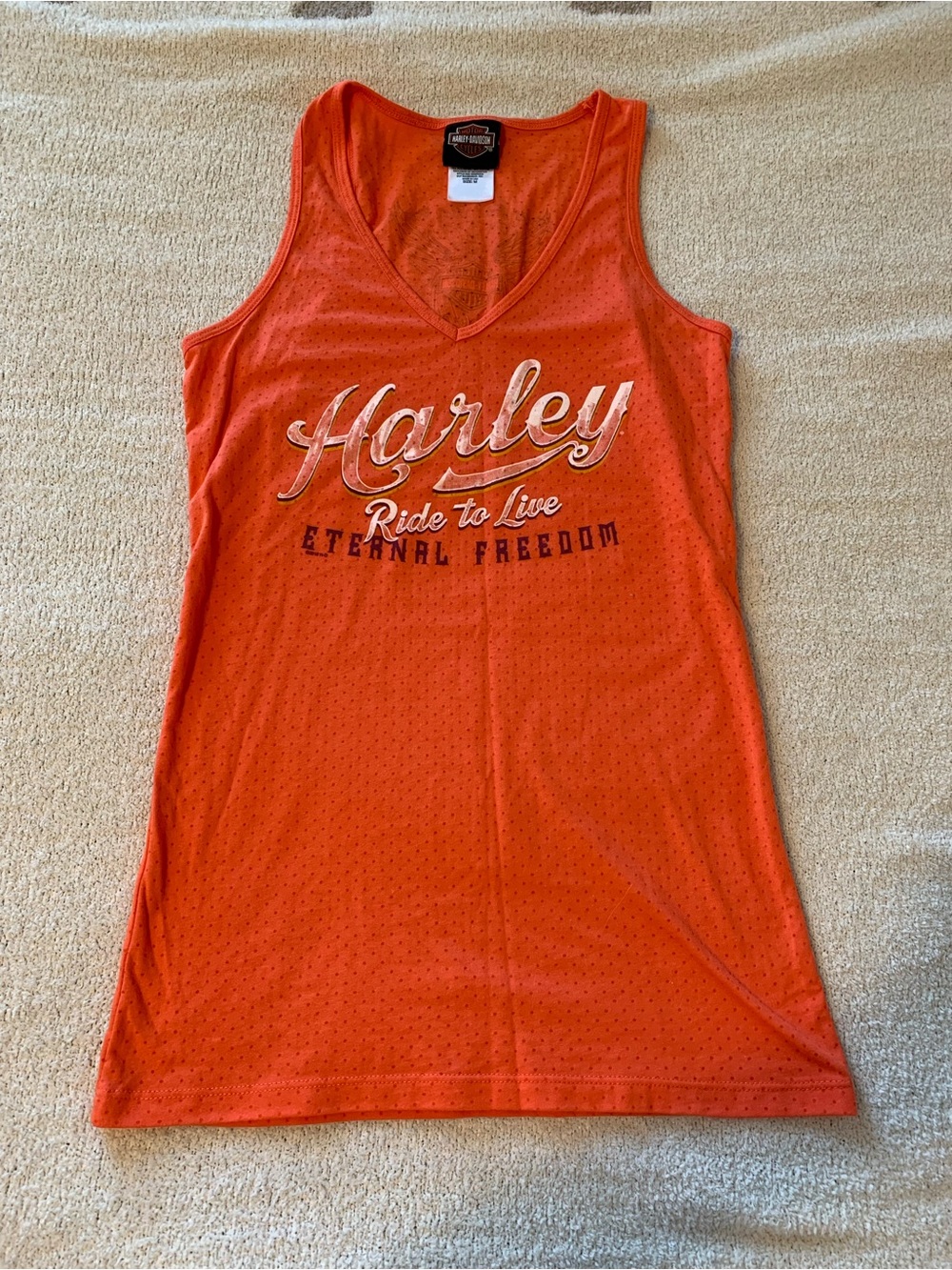 Vintage Harley Davidson Orange Tank Top
